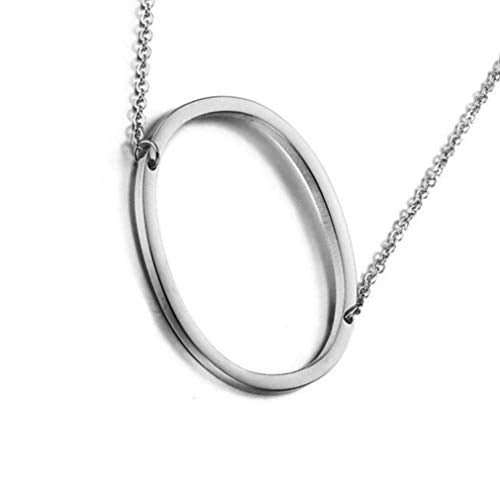 MOMOL Sideways Initial Necklace 18K Gold Plated Stainless Steel Large Big Letters Pendant Necklace Script Name Monogram Necklaces for Women - color: O