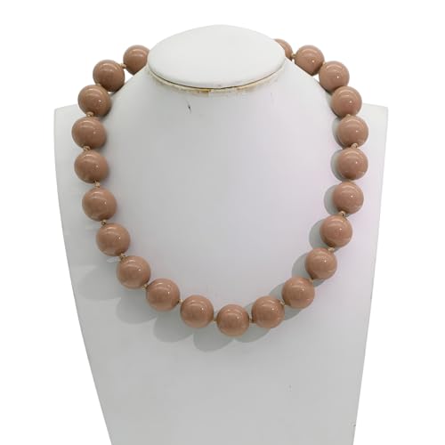 JNF Chunky Beaded Necklaces Women Large Big Ball Bead Choker Necklace Bold Statement Beads jewelry Gift - color: brown beaded