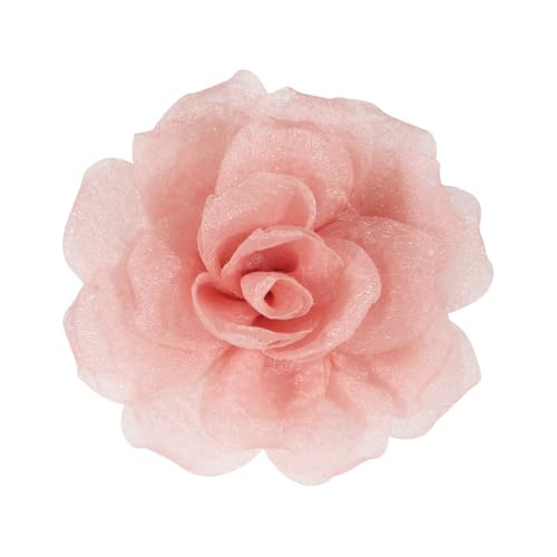 3.1" Chic Light Pink Chiffon Flower Hair Clip | Soft, Elegant & Perfect for Weddings, Parties or Daily Wear | Add a Romantic Touch to Hairstyles, Hats & Outfits | Lightweight, Durable & Easy to Style - color: Salmon