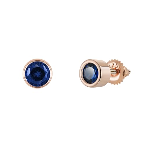 Bolenvi Birthstone Crystal Stud Earrings, 925 Sterling Silver Back Posts, Small Stud Earrings for Women and Men - color: Sapphire September