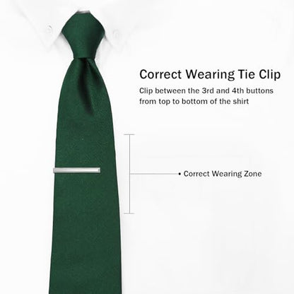 Tie Clip for Men, TAIGRAMA Tie Bar and Tie Pin Clip for Skinny Ties Gold Rose Gold Silver Black, Unique Mens Tie Clip Tie Clasp Suitable for Wedding Anniversary Business Professional and Best Gift - style: Style1-Silver
