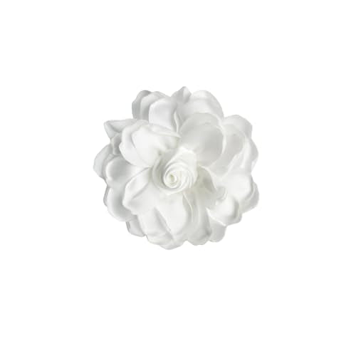 Elegant Large Cloth Flower Brooches Big Camellia Flower Pin for Women Dainty Cloth Fabric Rose Brooches Dress Skirt Scarf Hat Pins Clothing Decoration Accessories - color: White A