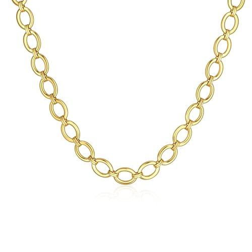Gold Necklace for Women Chunky 14K Gold Plated Chain Necklace | Chunky Gold Necklace,Simple Paperclip Chain, Statement Choker Necklace,Non Tarnish,Trendy Jewelry,Gifts for Women - style: 10mm-paperclip chain-gd-3
