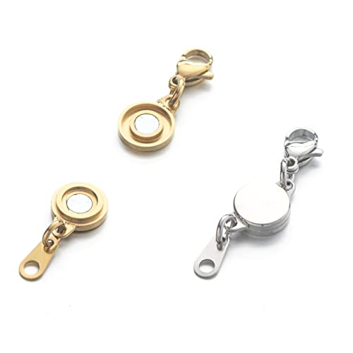 Zpsolution Stainless Steel Locking Magnetic Necklace Clasps and Closures | Waterproof and Tarnish Resistant, Easy to Use, Strong Magnet, Flat Design, 18K Gold and Silver Plated, For Jewelry Bracelets - color: Gold and Silver