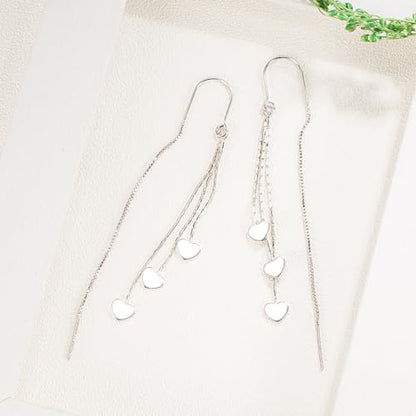 925 Sterling Silver Dangle Earrings with Charms Heart, Water drop, Moon, Star Long Drop Earring for Women Jewelry Gifts Hypoallergenic - color: heart-3 hanging