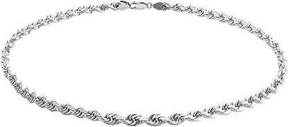 Savlano 925 Sterling Silver Solid Italian Figaro, Rope,Herringbone, Curb, Ball Bead, Snake, Mariner Chain Anklet for Women, Comes in 0.8mm - 5mm With Gift Box - style: Rope 1.8mm