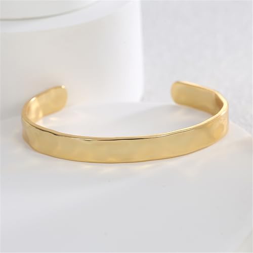 Gold Cuff Bracelets for Women Hammered Irregular Cuff Bracelet Chunky Adjustable Open Bangles Gold Textured Arm Cuff Fashion Jewelry Gifts
