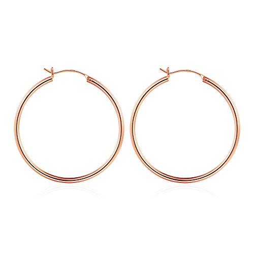 M MOOHAM Hoop Earrings for Women, Hypoallergenic 14K Gold Plated Earrings | Gold Plated Hoop Earrings Set for Sensitive Ears, Earring Stack for Women Trendy, Jewelry Gifts Lightweight 13-60mm - color: 2pcs-40mm-Rose gold plated