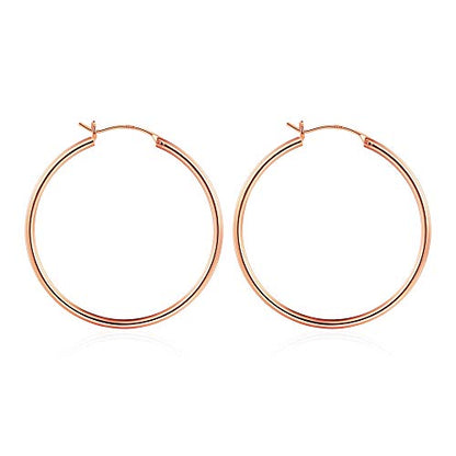 M MOOHAM Hoop Earrings for Women, Hypoallergenic 14K Gold Plated Earrings | Gold Plated Hoop Earrings Set for Sensitive Ears, Earring Stack for Women Trendy, Jewelry Gifts Lightweight 13-60mm - color: 2pcs-40mm-Rose gold plated