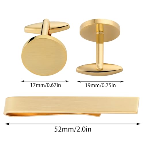 GWD Cufflinks and Tie Clip Set Personalized Cuff Links Business Wedding - style: Gold Cufflinks+Tie clip