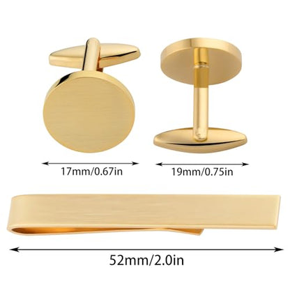 GWD Cufflinks and Tie Clip Set Personalized Cuff Links Business Wedding - style: Gold Cufflinks+Tie clip