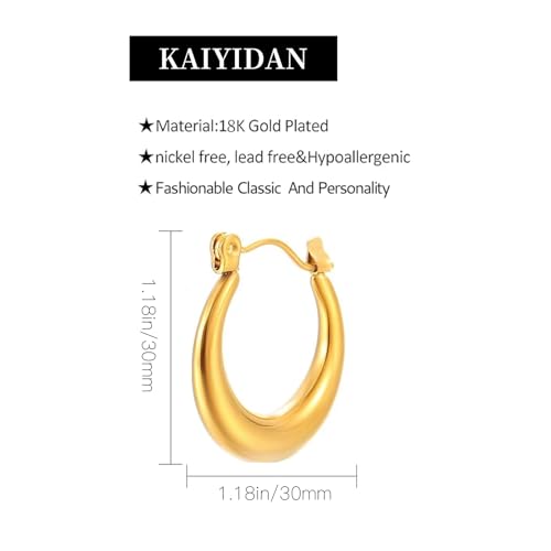 2 Pairs Gold/Silver Hoop Earrings For Women Set Trendy,14K Plated Gold Chunky Huggie Hoop Earings Pack,Oval Twisted Statement Silver Hoops,Fashion Jewelry Gift - color: 6) chunky hoop