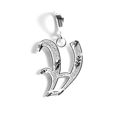 Personalized Gothic Old English Sterling Silver Initial A-Z Pendant. - style: V