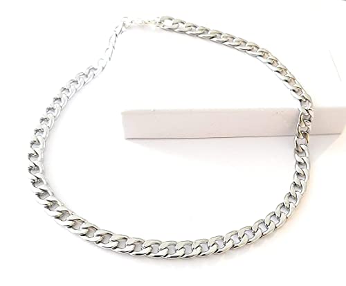 10 Inch Flat Chain Cuban Link Bright Stainless Steel Anklet Hypoallergenic Ankle Bracelet Gift Boxed Poolside Jewelry