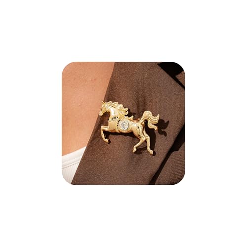 Vintage Horse Brooch Lapel Pin for Women Men New Year Of Horse Brooch Antique Animal Brooches Pins Statement Vintage Equestrian Jacket Scarf Dress Coat Accessories Jewelry - color: White Rhinestone