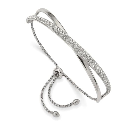 Chisel Crystal Adjustable Bangle Bracelet in Stainless Steel