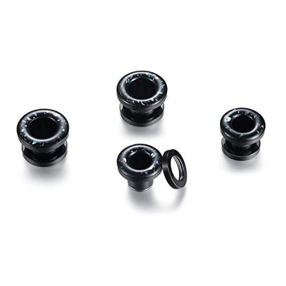 WBRWP 2pcs Hollow Gold Stainless Steel with Zircon Ear Plugs Tunnels - Ear Expander - Ear Gauges Stretcher Body Piercing Jewelry 8g-5/8 - color: Black Steel with Colorful print