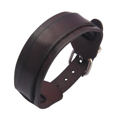 JAOYU Punk Leather Cuff Bracelet Goth Leather Wristband Rock Bracelet Biker Bracelet for Men Leather Armband Black Handmade Jewelry - color: Goth Men Bracelet