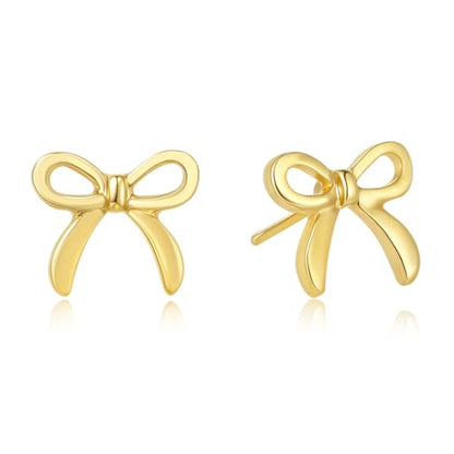 Gold Bow Earrings for Women, Long Tassel Chain Drop Earrings, Trendy Small Bow Earrings, Ribbon Waterfall Dangling Earrings, Pearl Bow Earrings, Sparkly Elegant Bowknot Preppy Jewelry Gifts for Women - color: Style-X