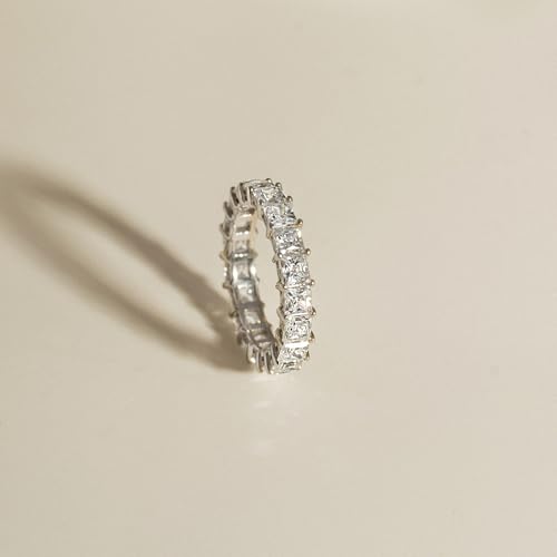 DIAMONBLISS Marilyn Monroe Princess Cut Eternity Ring | Solid 925 Sterling Silver Infinity Band for Women | 4.75 Carats Cubic Zirconia CZ Simulated Diamond Engagement Ring