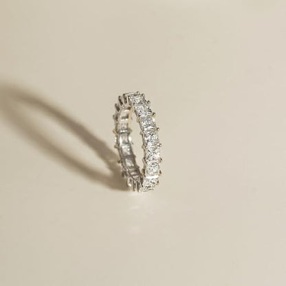 DIAMONBLISS Marilyn Monroe Princess Cut Eternity Ring | Solid 925 Sterling Silver Infinity Band for Women | 4.75 Carats Cubic Zirconia CZ Simulated Diamond Engagement Ring