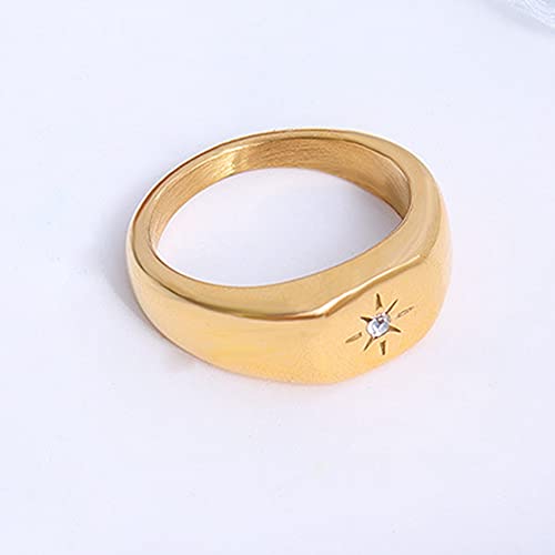 Jude Jewelers Stainless Steel Sunshine Signet Style Fashion Dainty Wedding Promise Festival Birthday Pinky Ring - color: Gold