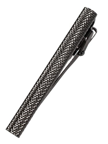 [TAVARAT] Tie Clip Tie Clips for Men Knurling Black Silver Tie Bar Tie Pin Tps-095 - style: black silver