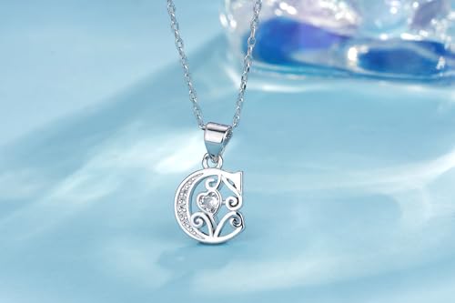 S925 Sterling Silver Initial Letter Necklaces for Women Dainty Letter Chain Necklace for Women Personalized Jewelry Gifts - style: C