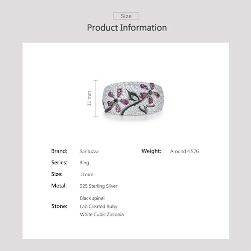 Santuzza 925 Sterling Silver Cherry Ring Cubic Zirconia Tree Branches Ring for Women - color: Orchid