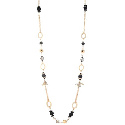 Long Gold Boho Necklaces for Women Beaded Statement Chain Long Necklace Gold Costume Jewelry Birthday Gifts for Her - color: Black