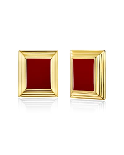 18K Gold Plated Burgundy Maroon Black Large Chunky Thin Ribbed Chamfered Square Geometric Dangle Stud Statement Earrings for Women by SNGIA , Big Tropical Button Bohemian Handmade Trendy Baroque Enamel Vacation Summer Chandelier Drop Jewelry Gifts, Rectan