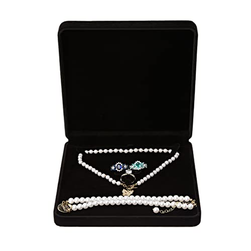LETURE Velvet Jewelry Set Box, Velvet Gift Box for Bracelet Necklace Earring Ring (Black) - color: Black