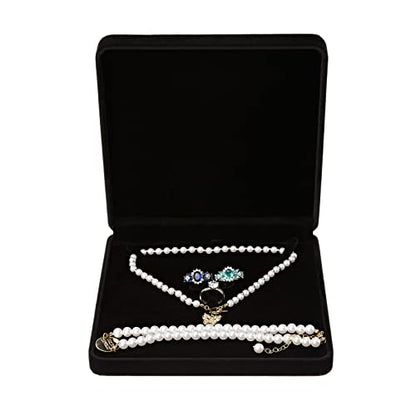 LETURE Velvet Jewelry Set Box, Velvet Gift Box for Bracelet Necklace Earring Ring (Black) - color: Black