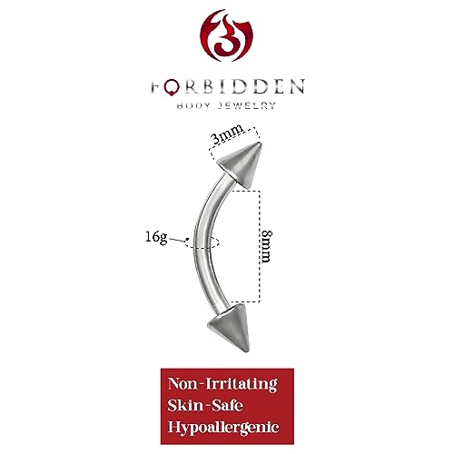 16g Titanium Daith Earring, Eyebrow Ring and Rook Piercing Jewelry, Double Spike Barbell - style: 16g 8mm