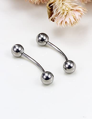 14G 16G Eyebrow Piercing Jewelry G23 Titanium Curved Barbell Eyebrow Ring Vertical Labret Lip Jewelry Rook Daith Earrings Piercing Jewelry for Women Men 6mm 8mm 10mm 12mm 14mm 16mm - color: 16G-14mm
