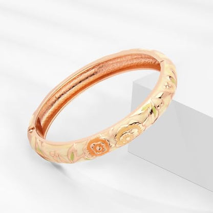 wynameleri Womens Multi-colors Cloisonne Bracelets Flower Enameled Gold Plated Hinged Cuff Bangles Jewelry Gift 3 Packs - color: 3 Pcs Set-Cream Yellow