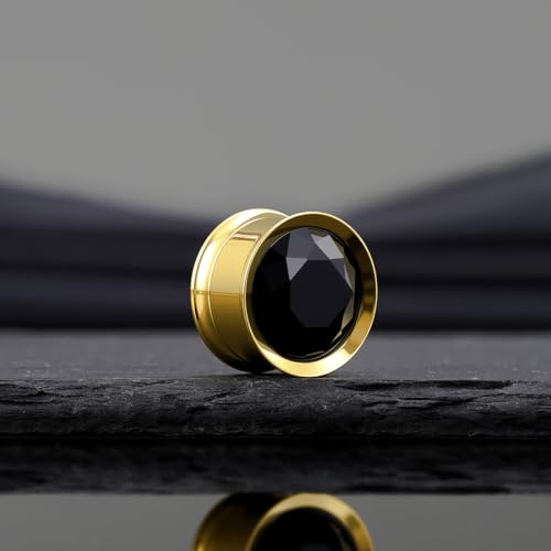 COOEAR Ear Gauges Plugs Stainless Steel/Black/Gold Crystal Ear Plugs Screw Back Tunnel Expander Stretcher Piercing Jewelry. - color: S8768J, size: 16mm