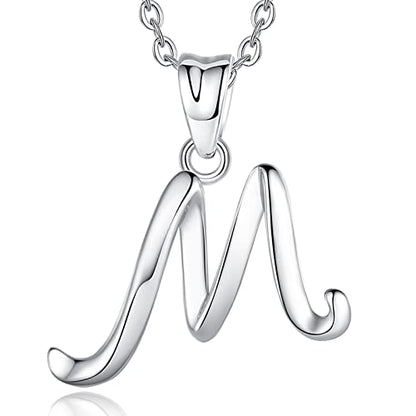 EUDORA Sterling Silver Initial Necklaces for Women, Classic 26 Letter Neckless Gifts for Girls, Sister, Mother Daughter, 18 inch Chain - style: M