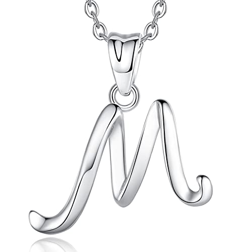 EUDORA Sterling Silver Initial Necklaces for Women, Classic 26 Letter Neckless Gifts for Girls, Sister, Mother Daughter, 18 inch Chain - style: M