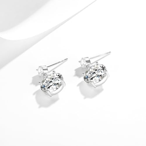 White Gold Earrings for Women Men Hoop and Stud Earring Set | Hypoallergenic 14K White Gold Plated Hoops Huggie Stud Earrings Set Round Cubic Zirconia Ear Jewelry - style: A6-White Gold-Hoop&Shell Studs (4 Pairs)