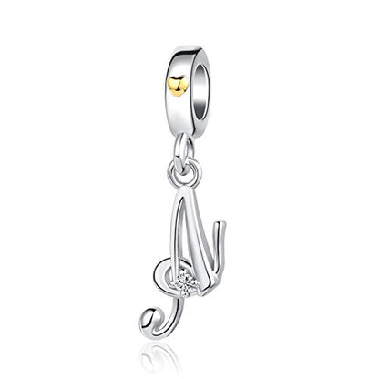 Silver Initial A-Z Letter Charm Compatible Pandora Charm Bracelets for Women Jewelry - style: Letter A