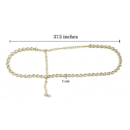 I Jewels Gold Plated Indian Wedding Bollywood Kundan Stone Design Adjustable Kamarband/Belly Chain/Kandora/Waist Belt for Women (B078W)