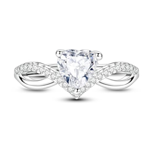 925 Sterling Silver Adjustable Rings for Women 14K Gold Plated Thumb Rings | Stackable Statement Eternity Rings Dainty Starfish Star Moon Heart Lucky Open Ring Trendy Jewelry Birthday Gifts for Ladies - color: Love zircon ring