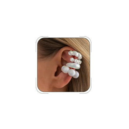 Chunky Resin Ear Cuffs Earrings for Women 4Pcs Colorful Non Piercing Clip On Cartilage Hoop Earrings Trendy Jewelry - color: White