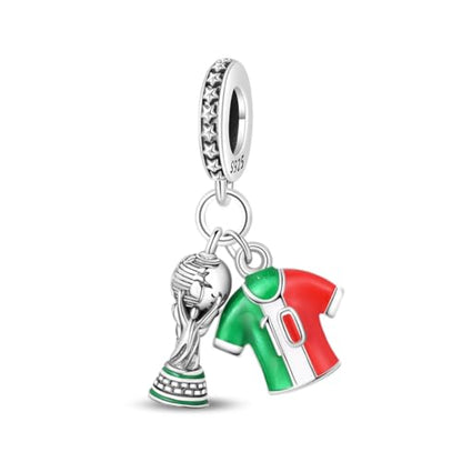 LIGHTDOG 925 Sterling Silve Charms fits Pandora Bracelets Necklace,5A Zircon Dangle Pendant Bead,Mother's Day Gift Jewelry Beads for Women - style: Soccer Champion Charm