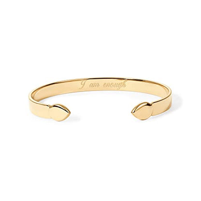 PAVOI 14K Gold Plated Stainless Steel Bangle Bracelets for Women | Inspirational Engraved Adjustable Mantra Cuff Bangle | Personalized Gift for Her Mom Sister | Birthday Gifts for Women - style: I Am Enough