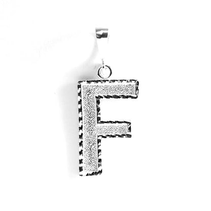 Personalized 1.0 Inch Solid.925 Sterling Silver Initial A-Z Charm - style: F