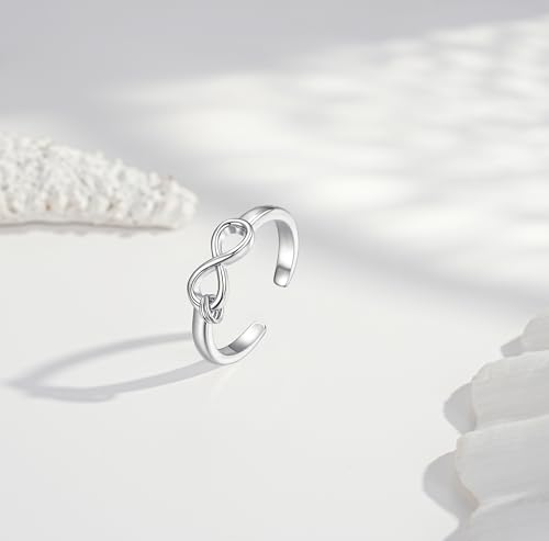 Step Forward 925 Sterling Silver Toe Rings for Women - Adjustable Infinity Daisy Starfish Butterfly Stylish Toe Ring Band for Woman - Summer Vacation Beach Boho Foot Jewelry Gifts - style: Infinity