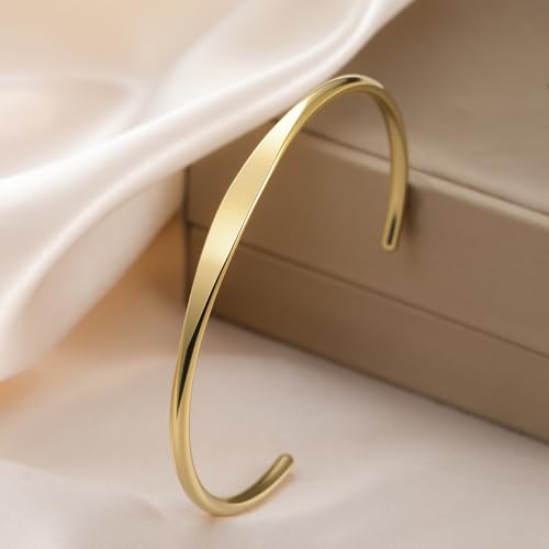 Minimalist Stainless Steel Cuff Bracelets For Adults, Simple Bangle Jewelry
