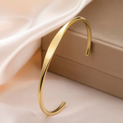 Minimalist Stainless Steel Cuff Bracelets For Adults, Simple Bangle Jewelry
